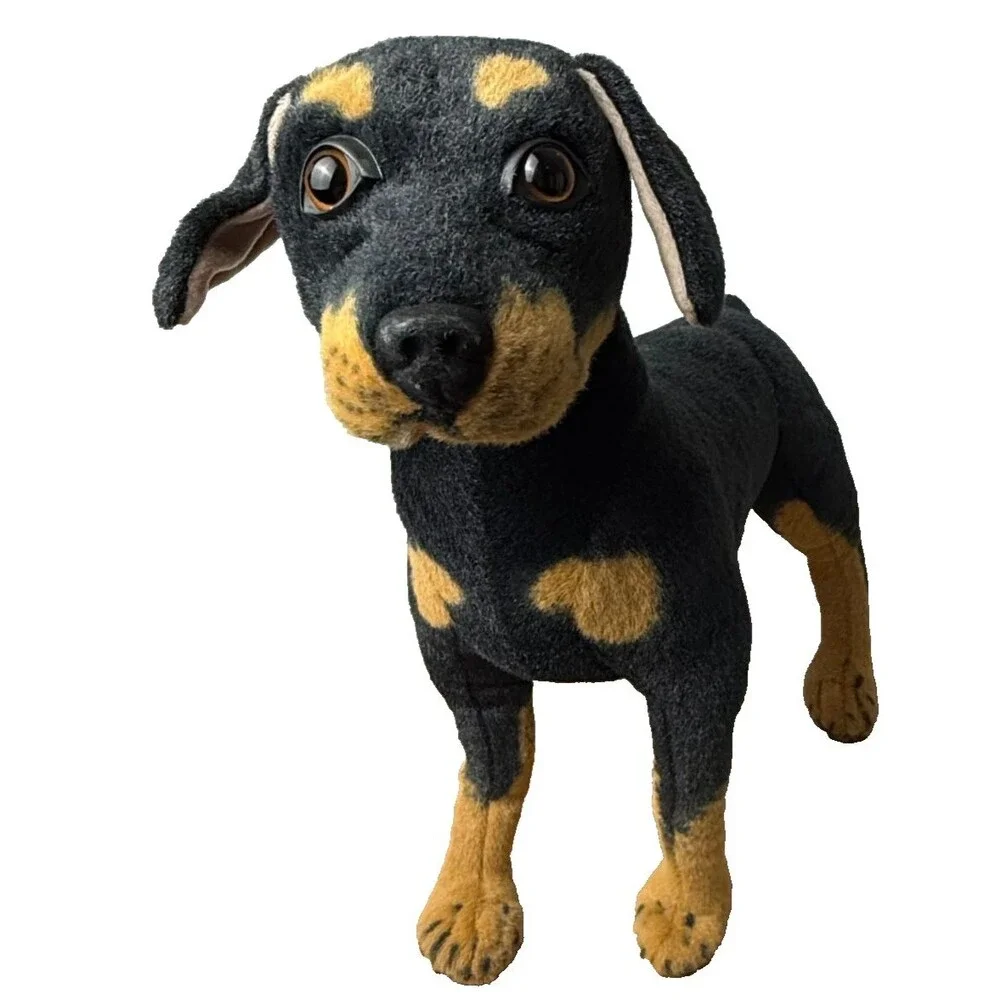 Rottweiler‎ Realistic Plush Black Brown Standing Dog Stuffed Animal Toy 20 x 17